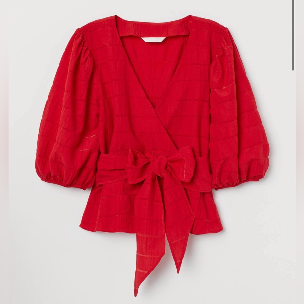 Red Puffy Sleeve Top